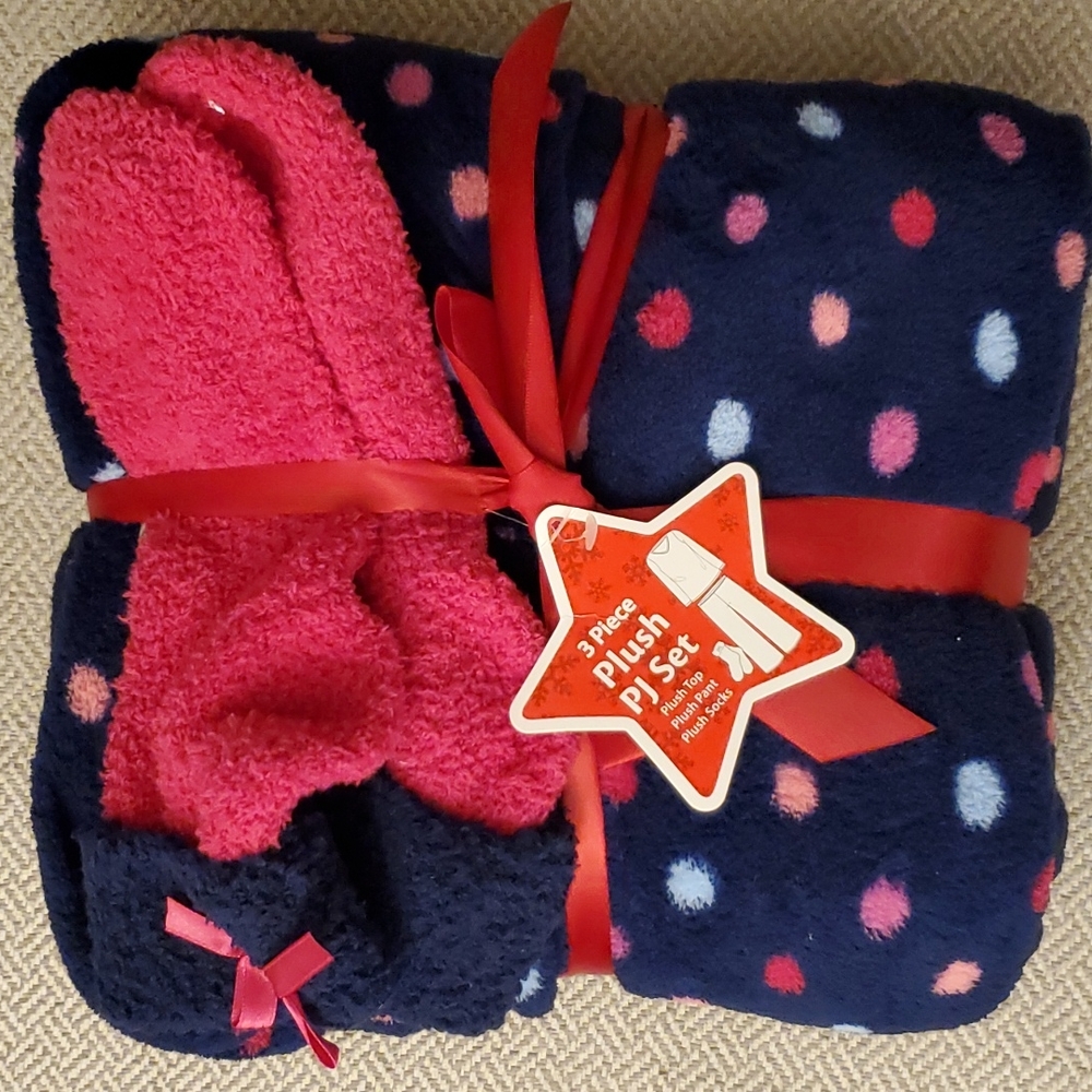 Plush Three-Piece Pajama Set